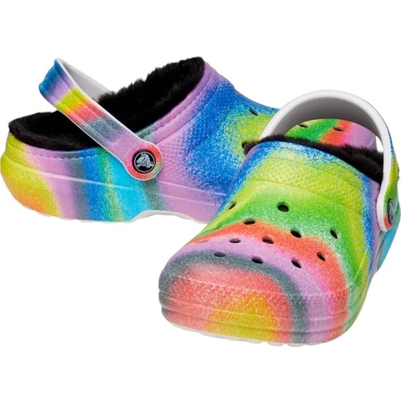 Crocs Tie Dyed Classic Lined Toddler Clogs - Picture 1 of 9